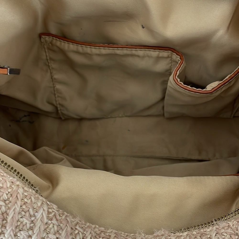 Anthropologie Urban Originals Oversized Raffia Straw Handbag Zip Closure Beige - Picture 6 of 9